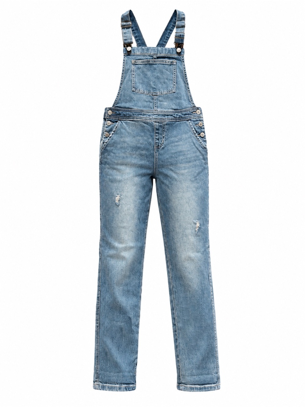 Cat & Jack Blue Denim Distressed Stretch Straight Overalls Size L 10/12